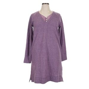 Suzanne Betro XL Purple Lace Inset V-Neck Long Sleeve Sweater Dress NWT $100